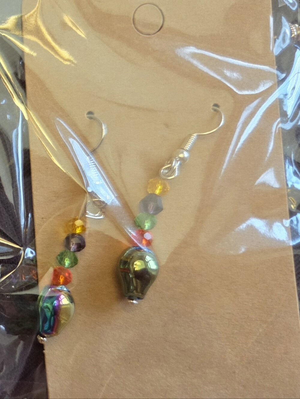 Multi-Color Beaded Drop Earrings